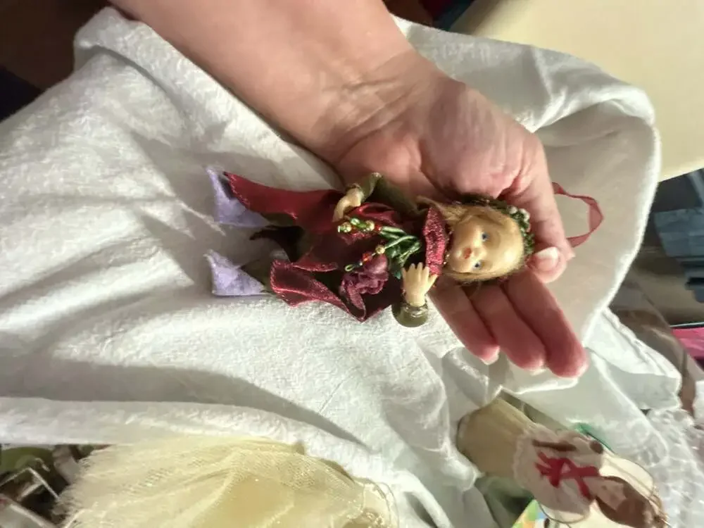 Porcelain Fairy Ornament in Burgundy Dress